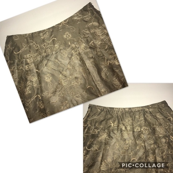 Coldwater Creek Embroidered Silk Satin Skirt PM - Picture 7 of 8